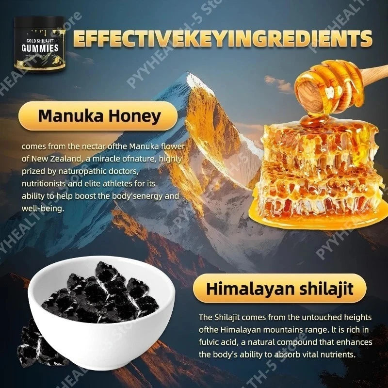 Shilajit Manuka Honey Cognitive Wellness Dietary Supplement Gummies