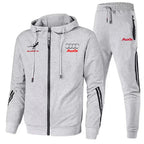 Men's Zip-Up Hooded Sweatshirt and Pants Two Piece Set