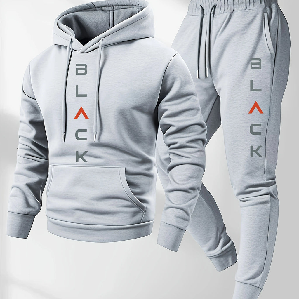 Men's Printed Hooded Sweatshirt and Sweatpants Set