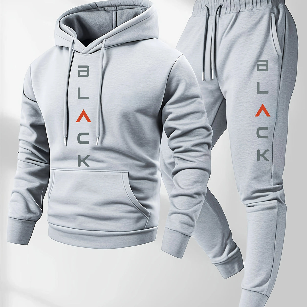Men's Printed Hooded Sweatshirt and Sweatpants Set