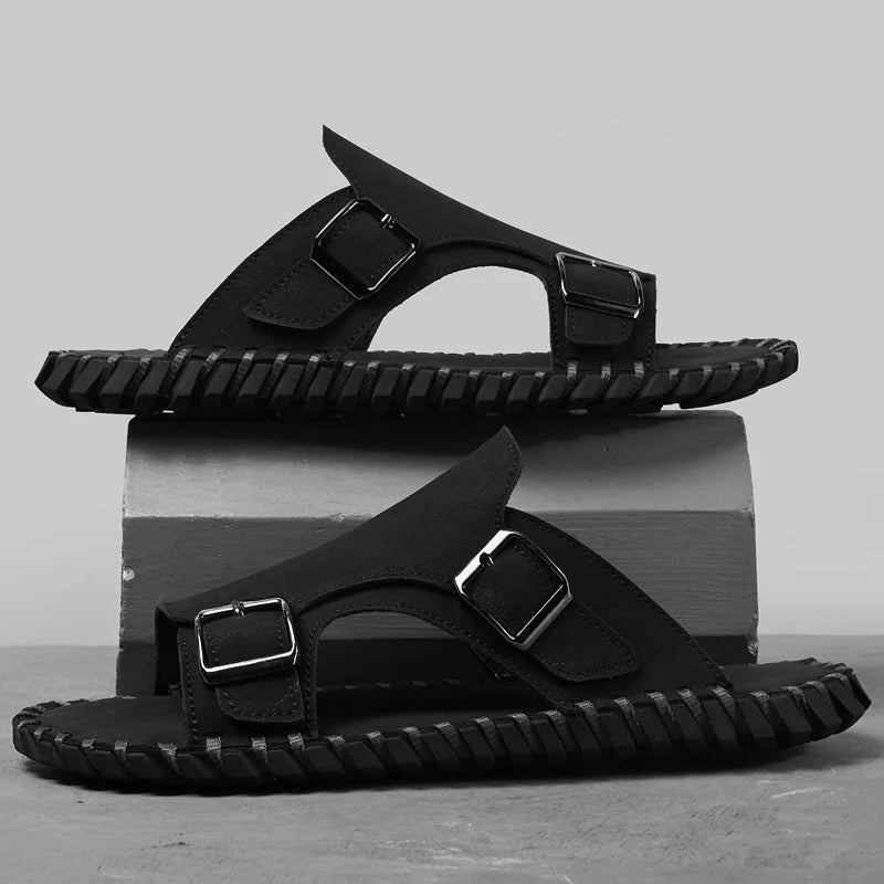Men's Luxury Genuine Leather Outdoor Beach Slide Sandals