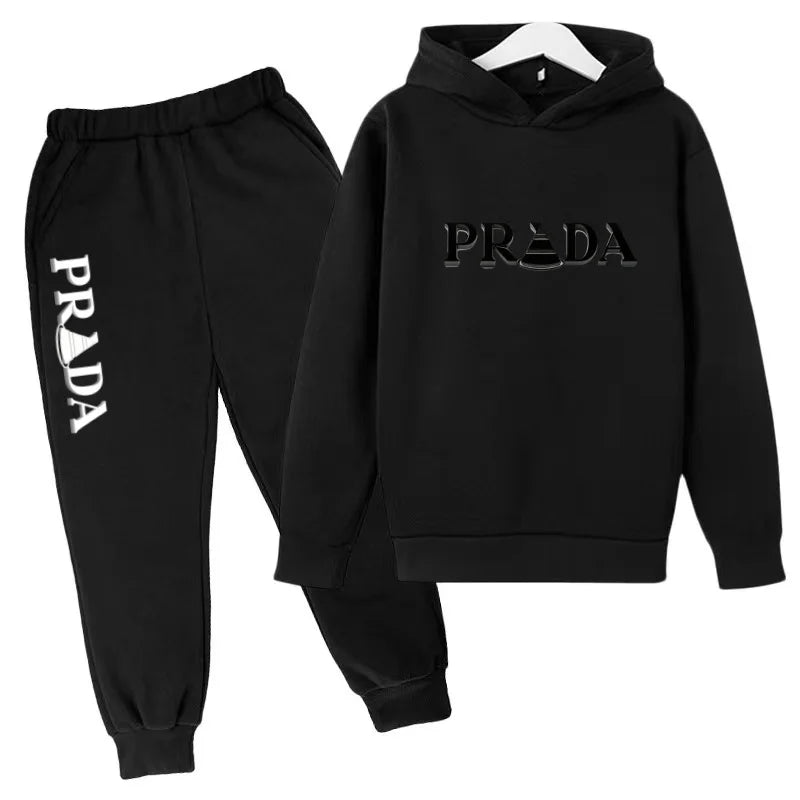 Kids' Printed Hooded Sweatshirt and Pants 2-Piece Set