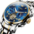 Men's Quartz Skeleton Chronograph Watch with Moon Phase