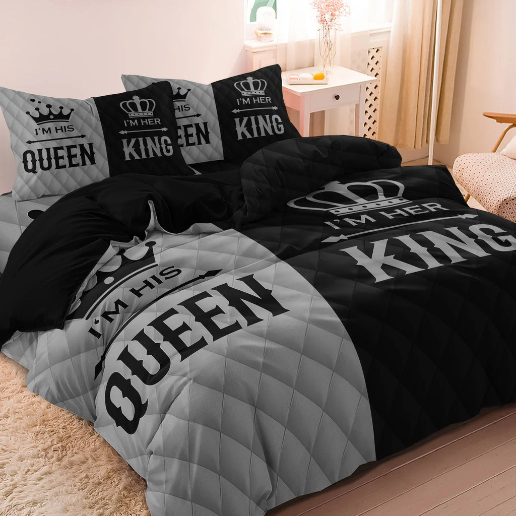 King & Queen Printed Duvet Cover Set 3 Pcs