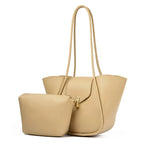 Women's Fashion Solid PU Leather Shoulder Tote Bag