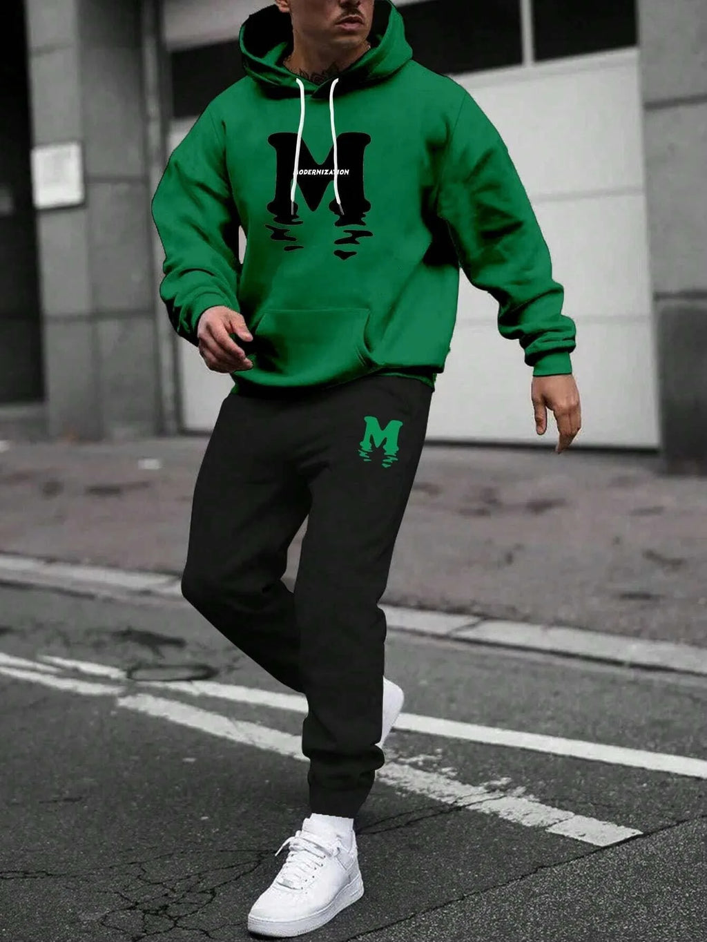 Men's Hooded Pullover and Sweatpants Two-Piece Set