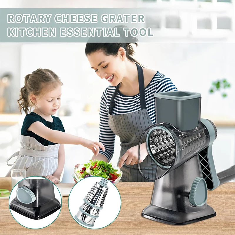 3-in-1 Manual Rotary Cheese Grater and Vegetable Slicer JT242