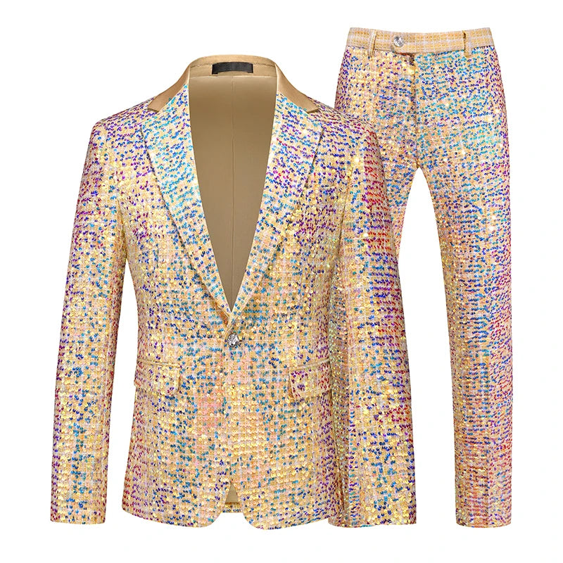Men's Gold Sequin Two Piece Suit