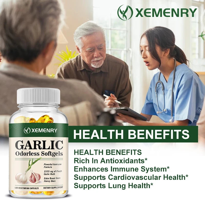 Odorless Garlic Heart and Cholesterol Support Capsules