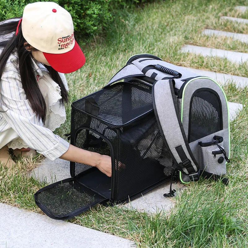 Expandable Breathable Mesh Pet Carrier Backpack for Cats