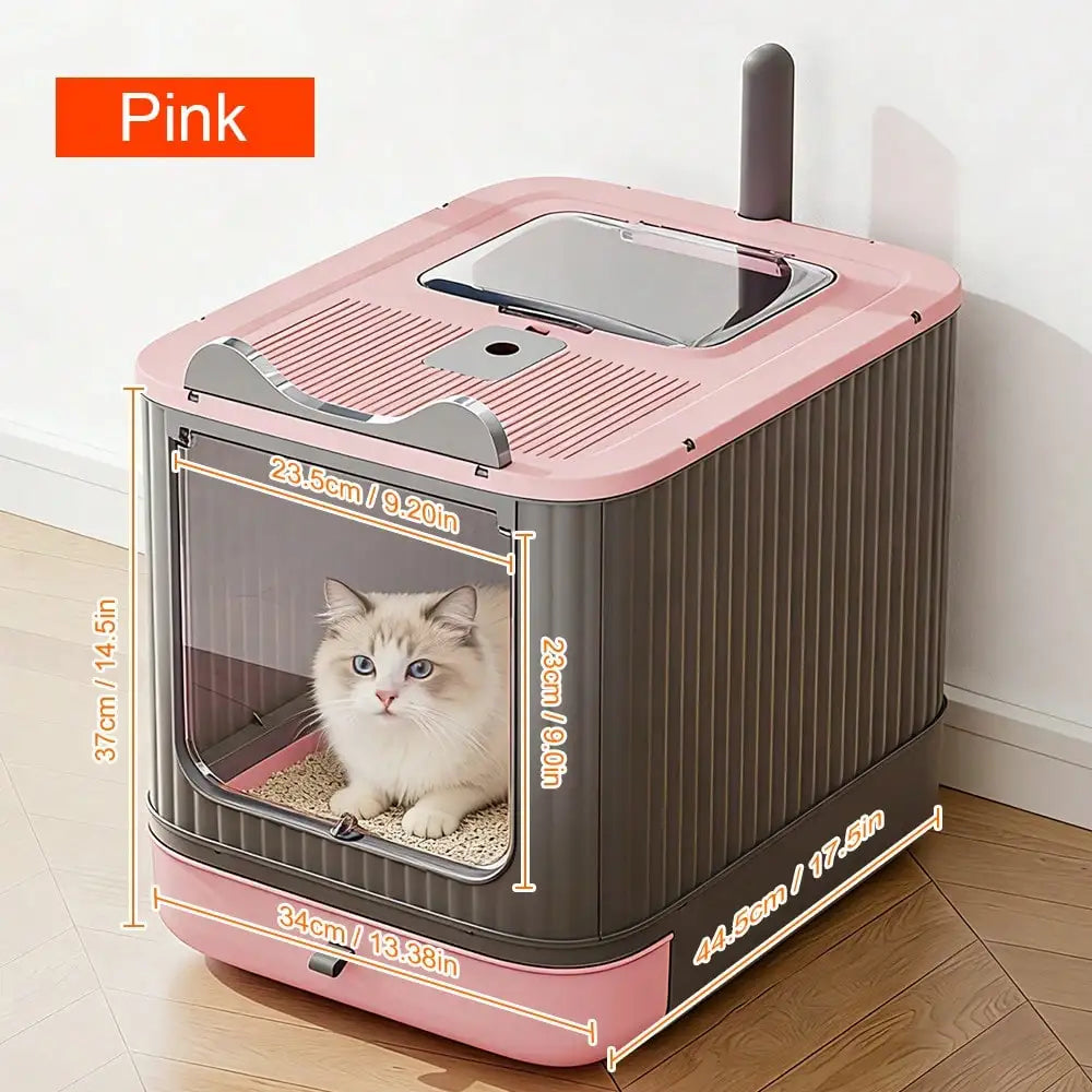 Large Top Entry Enclosed Cat Litter Box for Cats