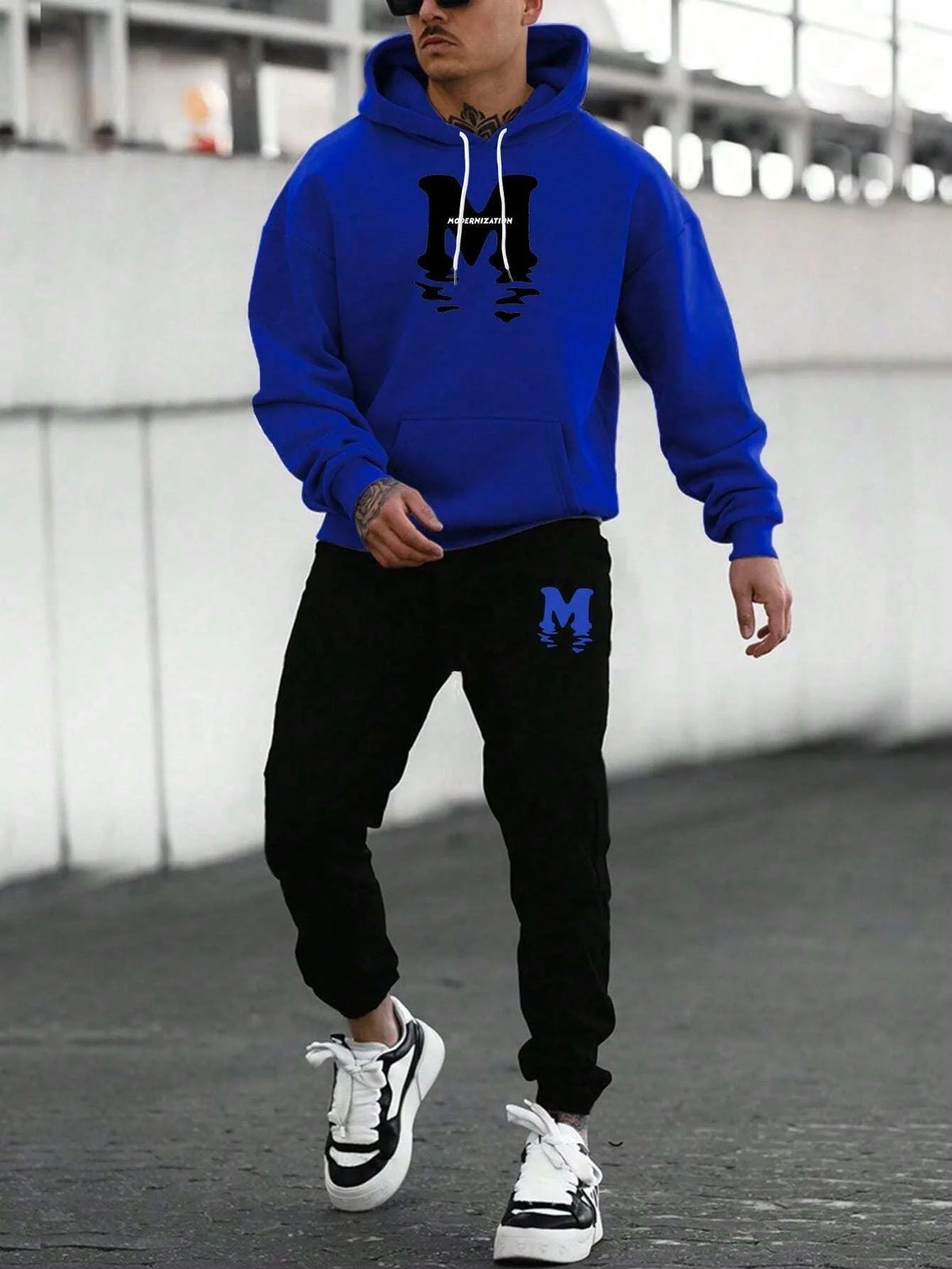 Men's Hooded Pullover and Sweatpants Two-Piece Set