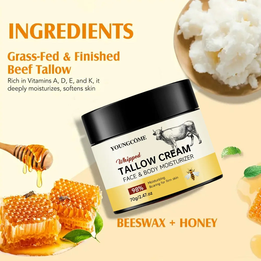 Beef Tallow Honey Moisturizing Face and Body Cream