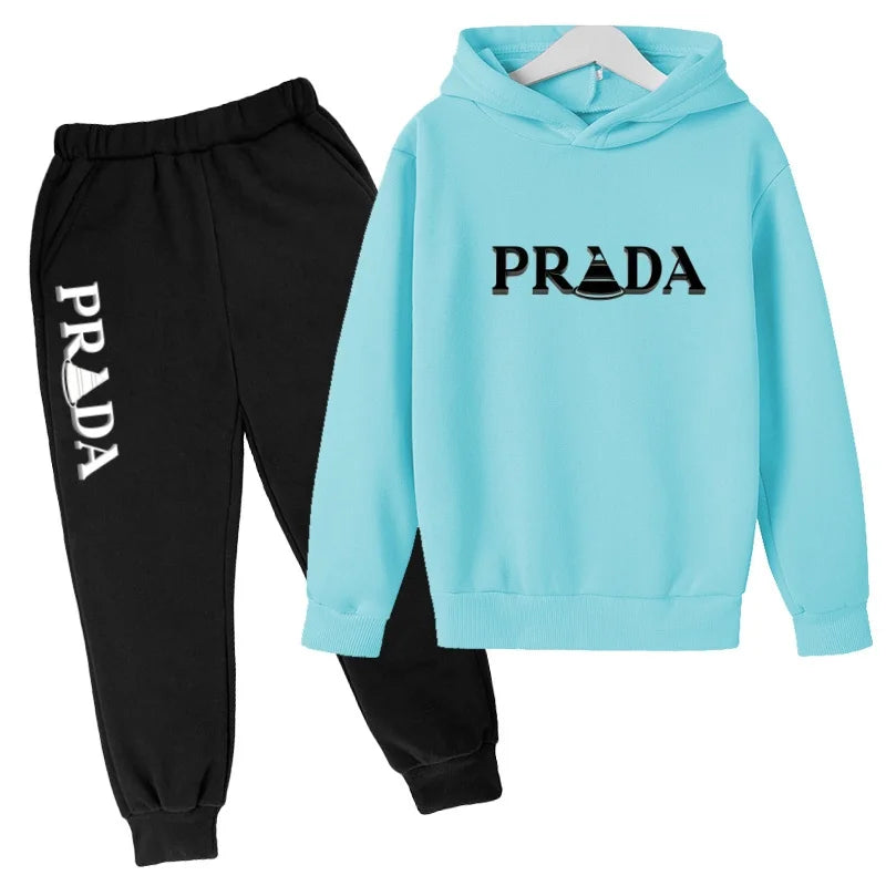 Kids' Printed Hooded Sweatshirt and Pants 2-Piece Set