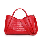 Women's Crocodile Pattern Cowhide Leather Handbag Tote Bag Q1341