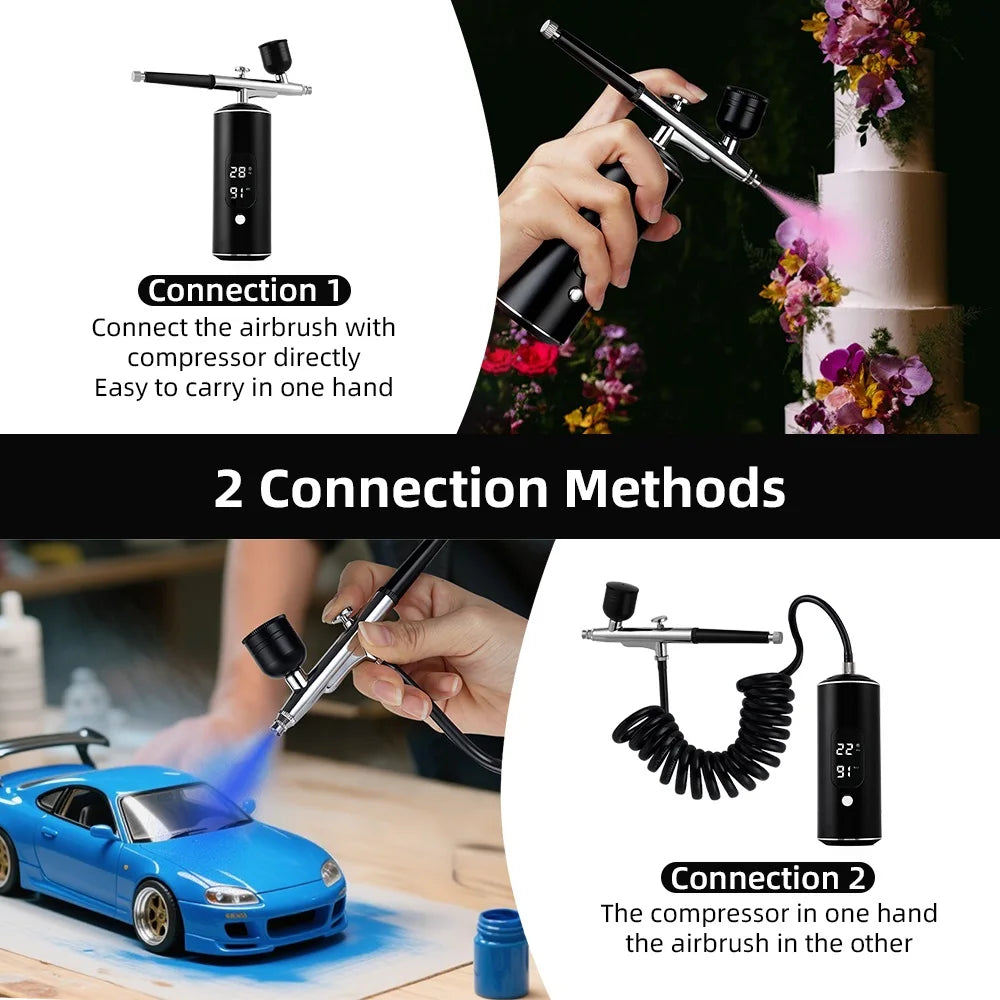 Rechargeable Wireless Airbrush Kit with Compressor Spray Gun
