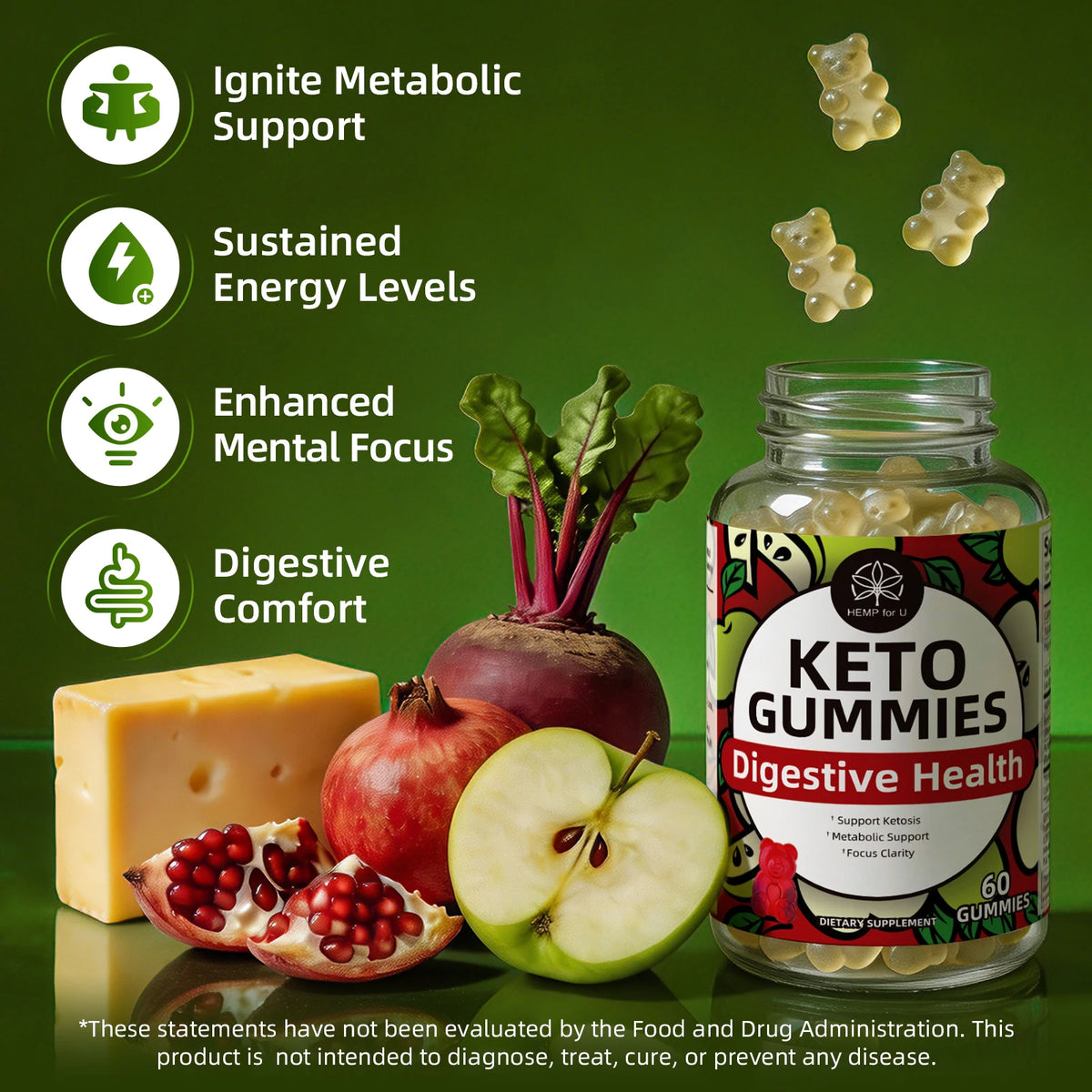 Apple Cider Vinegar Weight Management Detox Dietary Supplement Gummies