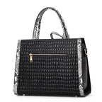 Women's Stone Pattern Cowhide Leather Large Capacity Shoulder Handbag