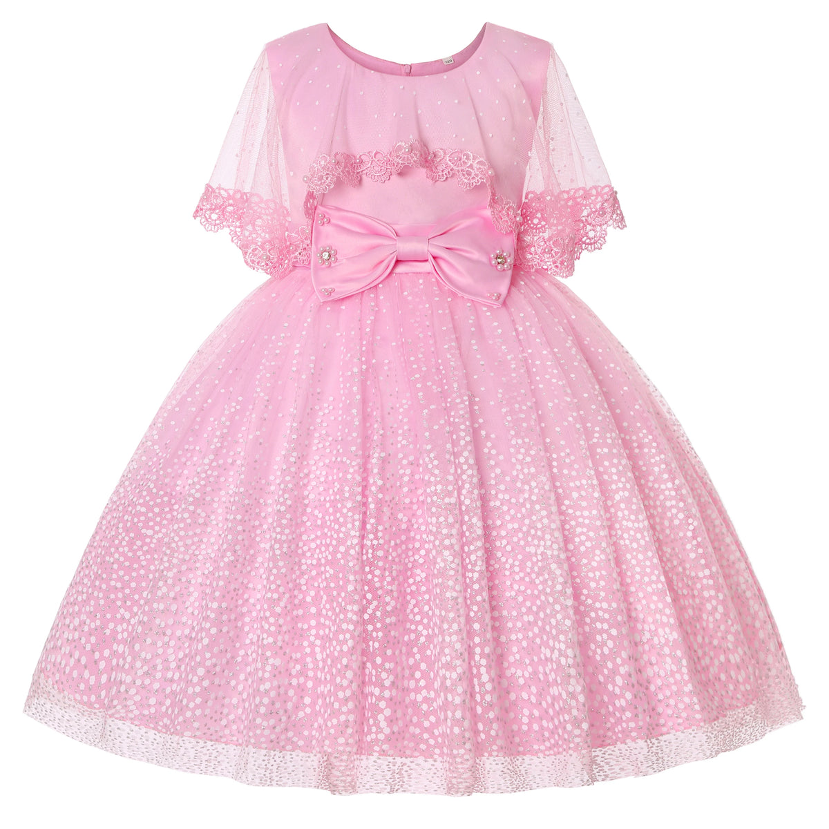 Girls' Princess Ball Gown Dress with Bow and Lace