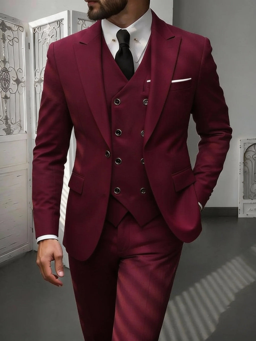 Men's Classic Slim Fit 3-Piece Suit Set
