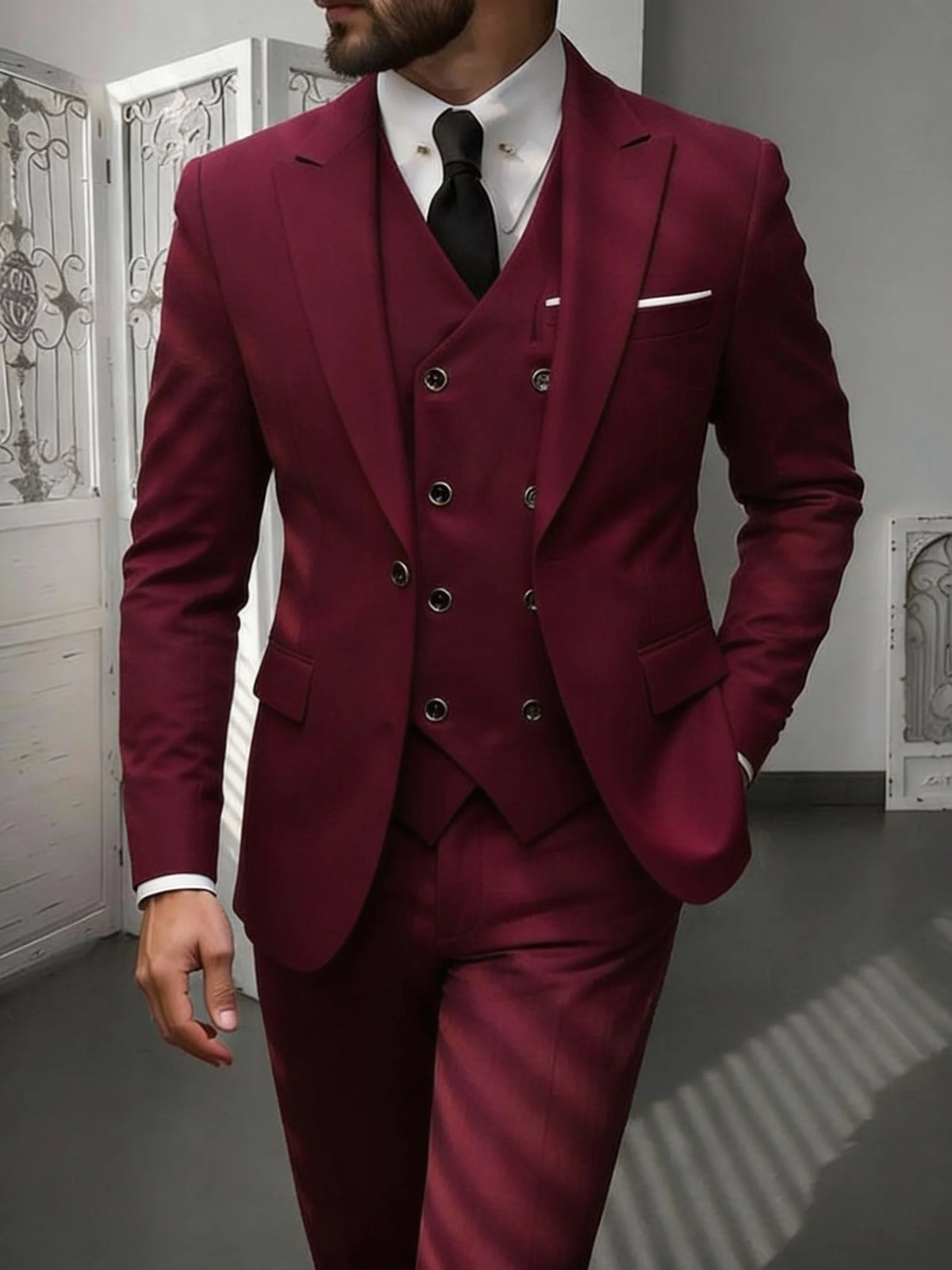 Men's Classic Slim Fit 3-Piece Suit Set