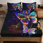 Butterfly Print Polyester Fitted Sheet Set