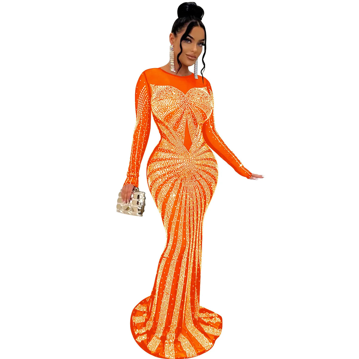 Women's African Fashion Mesh Bodycon Maxi Dress