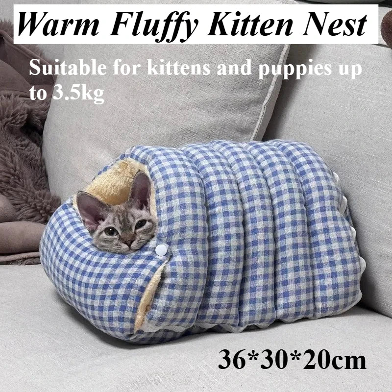 Warm Closed Cave Bed House for Cats Dogs