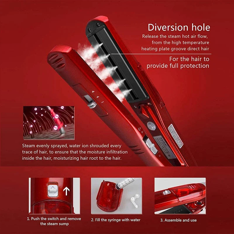 Portable Ceramic Steam Hair Dryer LCD Temperature Control