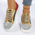 Women's Bling Lace-Up Platform Sneakers
