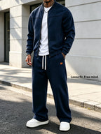 Men's Zip-Up Jacket and Wide Leg Sweatpants Two-Piece Set