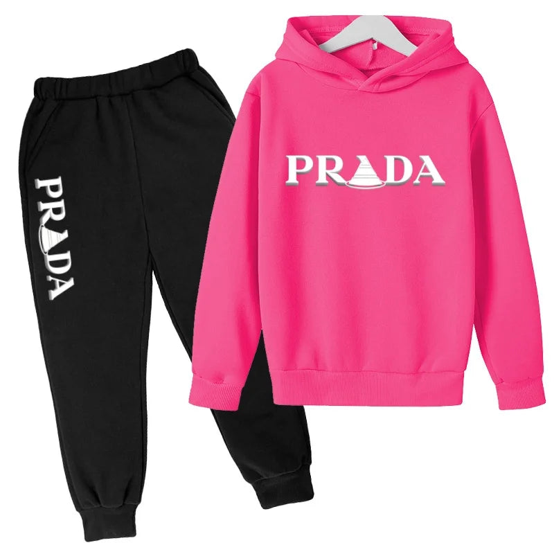 Kids' Printed Hooded Sweatshirt and Pants 2-Piece Set