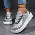 Women's Rainbow Gradient Glossy Platform Skate Sneakers