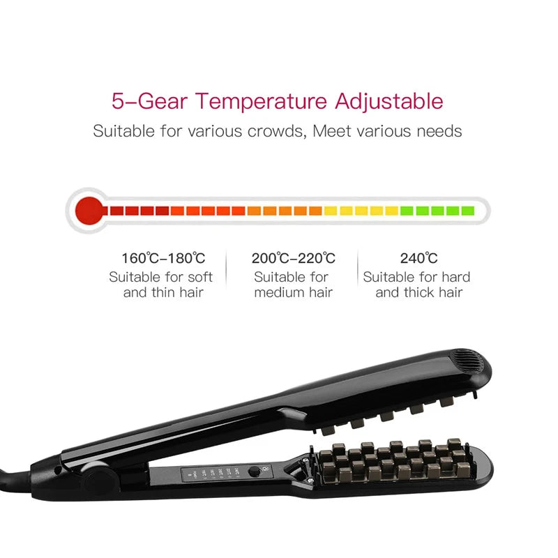 3D Grid Hair Crimper Ceramic Volumizing Waver