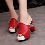 Women's Peep Toe Platform Wedge Mules and Slip-on Sandals