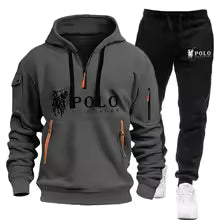 Men's Windproof Hoodie and Pants Two Piece Set