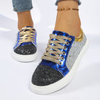 Women's Bling Lace-Up Platform Sneakers