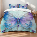 Butterfly Print Microfiber Duvet Cover Set