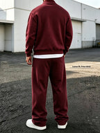 Men's Zip-Up Jacket and Wide Leg Sweatpants Two-Piece Set