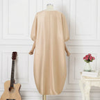 Women's Bohemian Satin Silk Half-Sleeve Maxi Dress