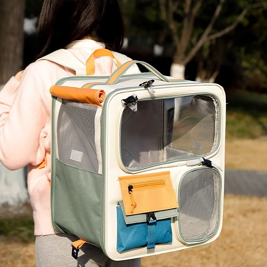 Expandable Large Capacity Breathable Pet Carrier Backpack for Cats Dogs