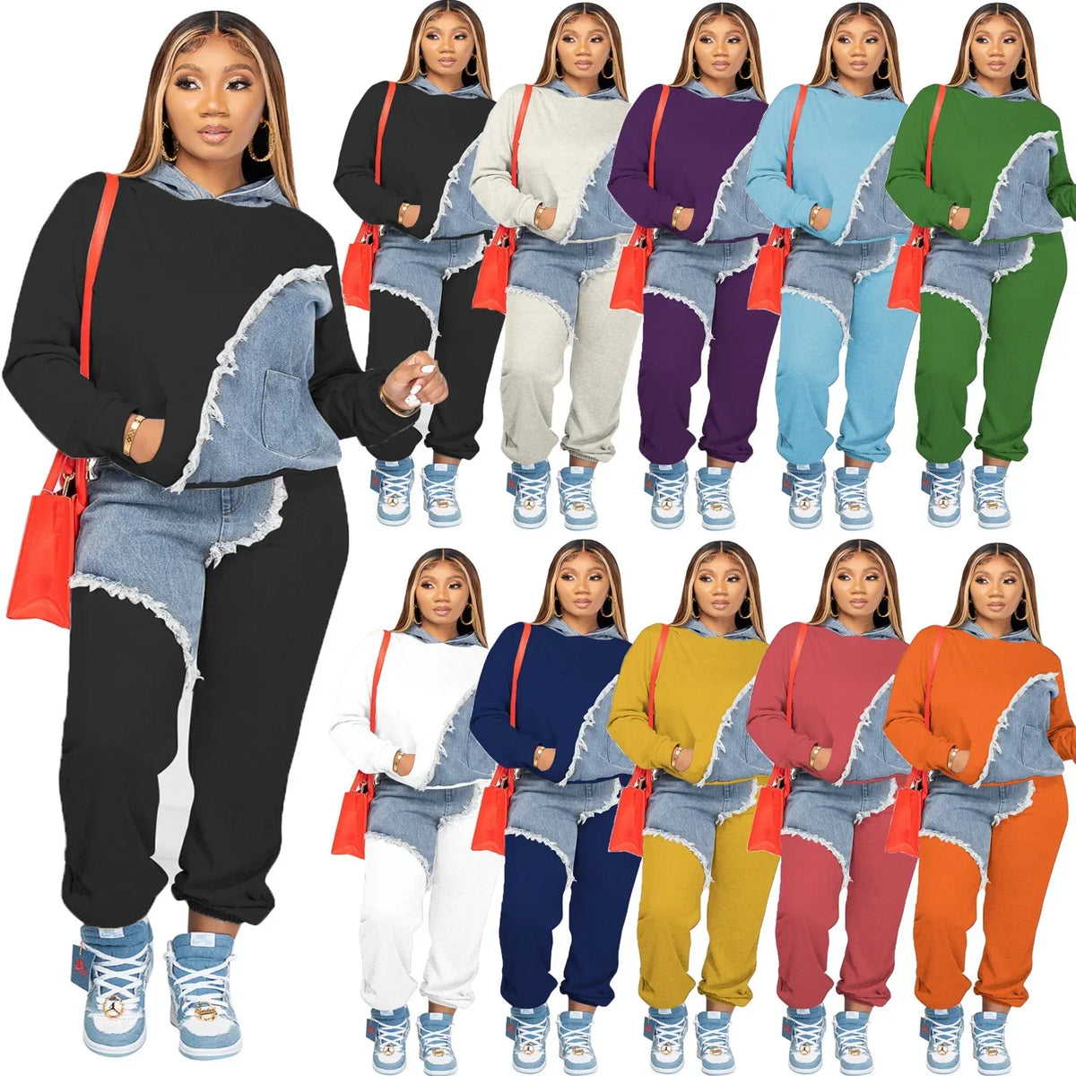Women's African Patchwork Top and Pants Two-Piece Set