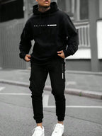 Men's Hooded Pullover and Sweatpants Two-Piece Set