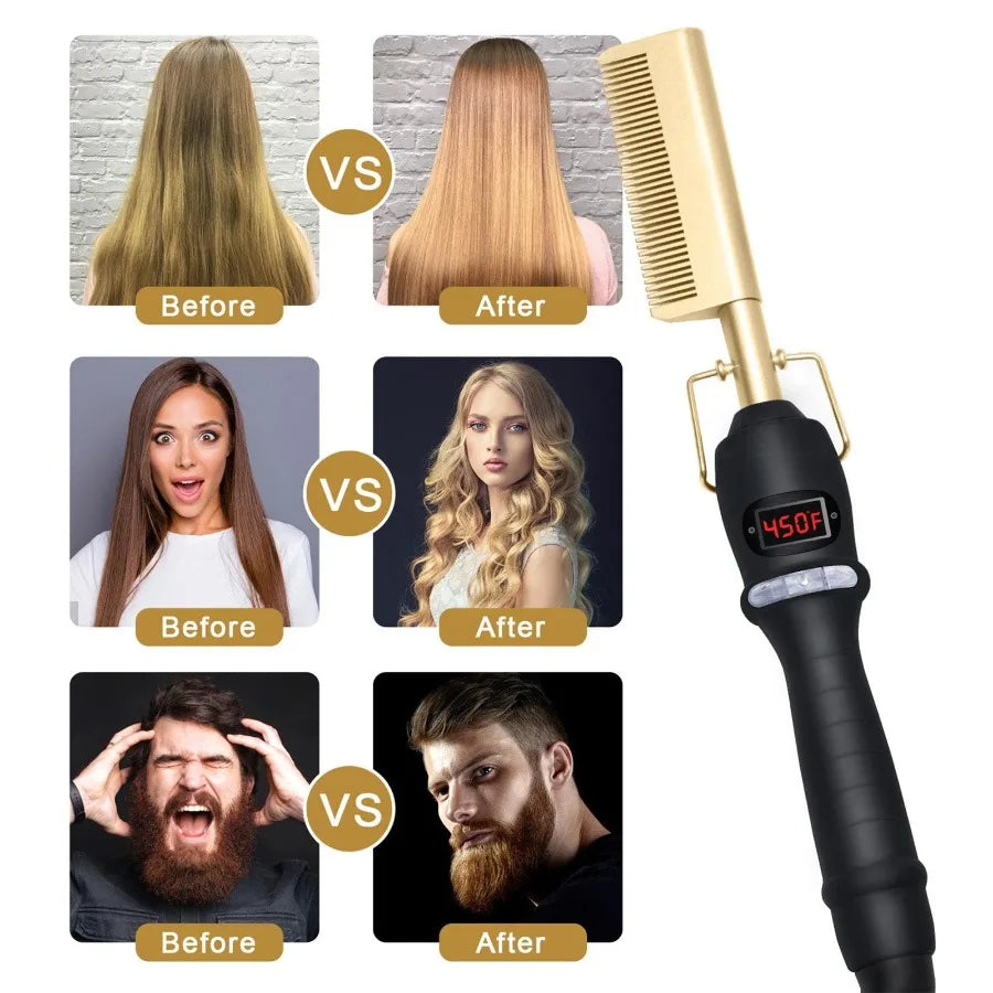 2-in-1 Wet & Dry Volumizing Curling Iron and Straightening Comb