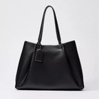 Women's Solid Color PU Leather Handbag Shoulder Tote Bag