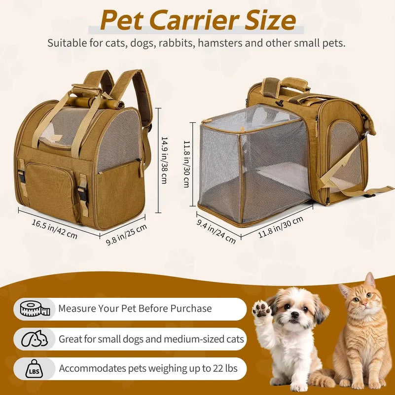 Expandable Mesh Travel Pet Carrier Backpack for Cats