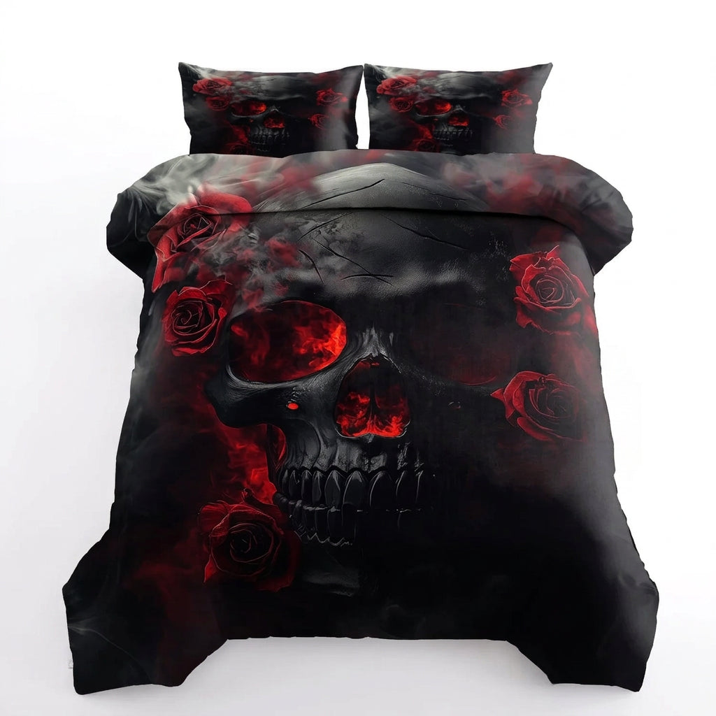 Skull Print Duvet Cover Set with Pillowcases