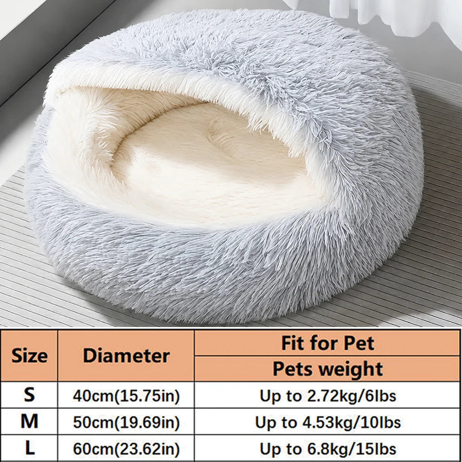 Shell-Shaped Plush Cat Bed for Small Dogs