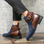 Men's Pointed Toe Buckle Chelsea Ankle Boots