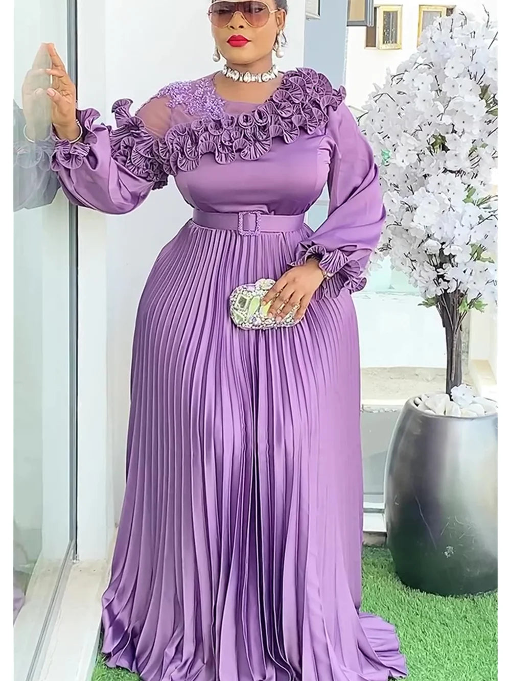Women's African Traditional Luxury Evening Gown Maxi Dress